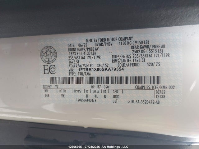 Ford Transit T-250 2025 1FTBR1X80SKA79354 Image 9