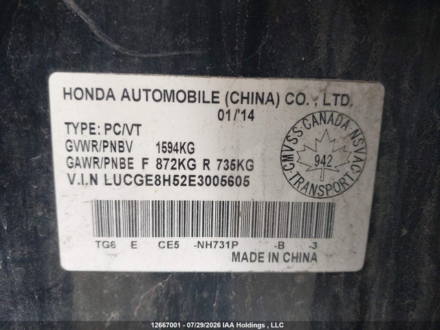 Honda FIT LX 2014 LUCGE8H52E3005605 Image 9