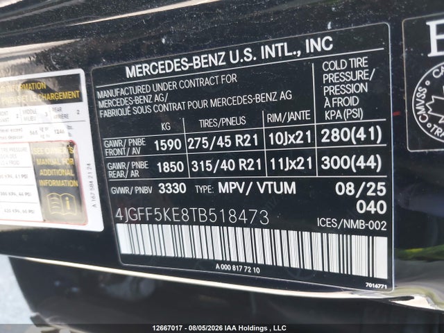 4JGFF5KE8TB518473 Mercedes-Benz Gls 450 4matic