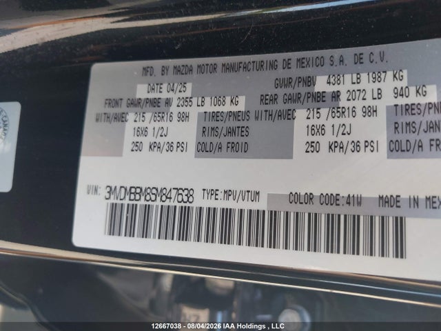 Aukcja sprzedaży 2025 Mazda Cx-30 Select, vin: 3MVDMBBM8SM847638, numer aukcji: 12667038