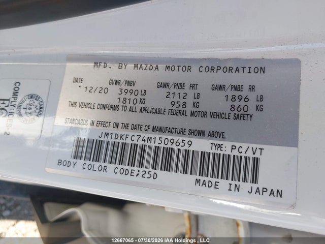 Aukcja sprzedaży 2021 Mazda Cx-3 Gs, vin: JM1DKFC74M1509659, numer aukcji: 12667065