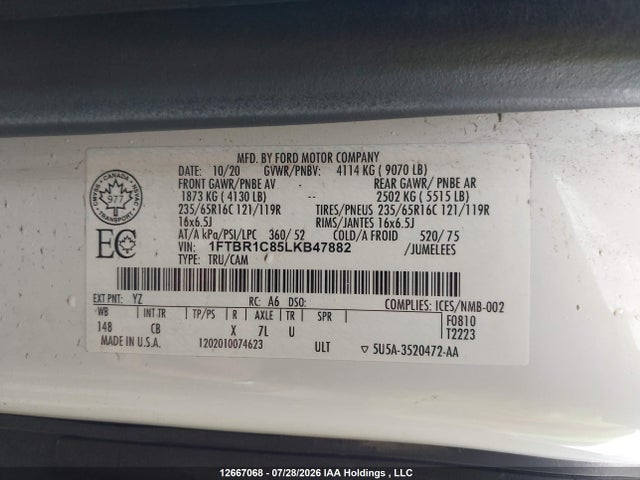 Ford Transit T-250 2020 1FTBR1C85LKB47882 Image 9
