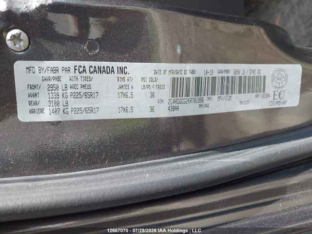 2C4RDGCG2KR781996 Dodge Grand Caravan 35th Anniversary Edition