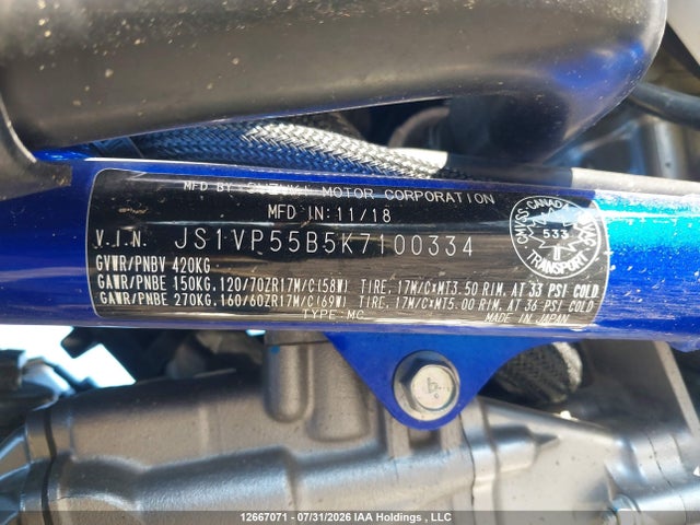 Продажа на аукционе авто 2019 Suzuki Sv650 A/x, vin: JS1VP55B5K7100334, номер лота: 12667071