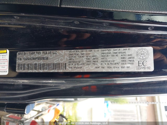 12667078 :رقم المزاد ، 1C4HJXEN8PW529538 vin ، 2023 Jeep Wrangler 4-door Sahara مزاد بيع