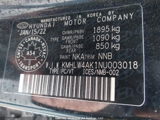 2022 Hyundai Elantra N მანქანა იყიდება აუქციონზე, vin: KMHLW4AK1NU003018, აუქციონის ნომერი: 12667083
