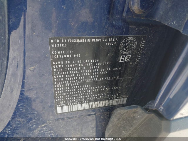 12667088 :رقم المزاد ، 3VVVX7B25RM113348 vin ، 2024 Volkswagen Taos Comfortline مزاد بيع