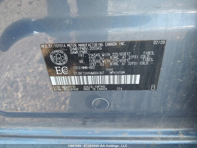 Продаж на аукціоні авто 2009 Toyota Rav4, vin: 2T3BF33V69W004367, номер лоту: 12667089