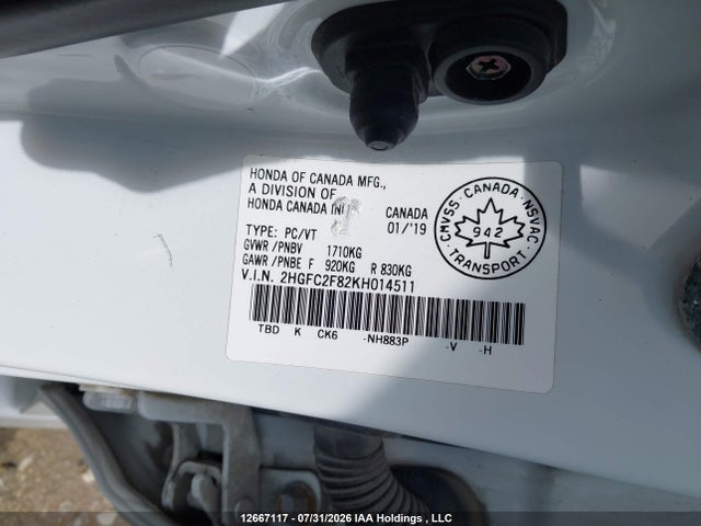 Honda Civic Sport 2019 2HGFC2F82KH014511 Image 9