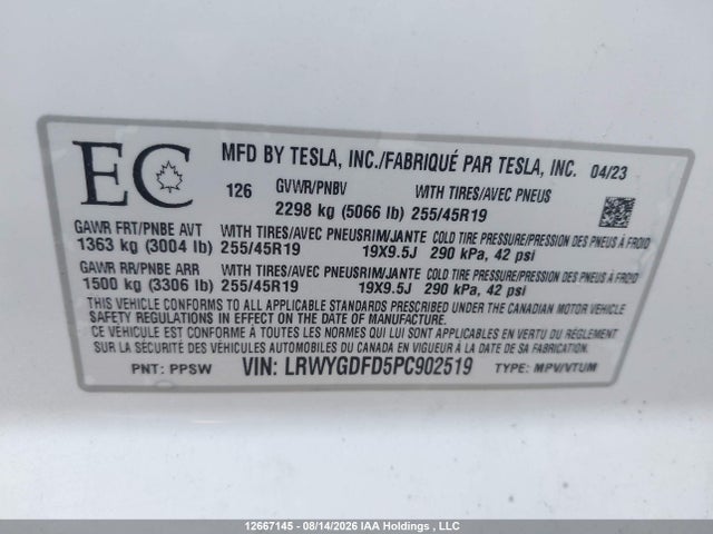 Tesla Model Y Rwd 2023 LRWYGDFD5PC902519 Image 9
