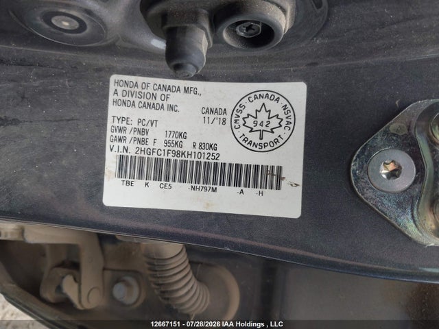 Honda Civic 2019 2HGFC1F98KH101252 Image 9