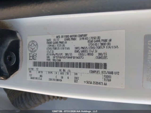Ford F150 Supercrew 2017 1FTFW1EF9HFB14373 Image 18