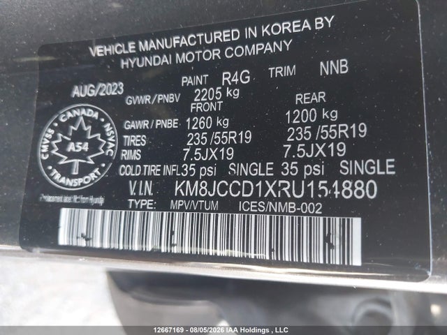Aukcja sprzedaży 2024 Hyundai Tucson Ultimate Awd, vin: KM8JCCD1XRU154880, numer aukcji: 12667169
