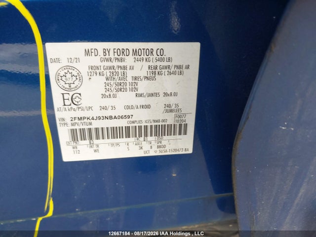 Ford EDGE SEL 2022 2FMPK4J93NBA06597 Image 9