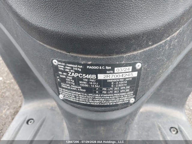 Продаж на аукціоні авто 2024 Piaggio Liberty 50/50 S/50 Baci Perugina, vin: ZAPC546B2R7004245, номер лоту: 12667206