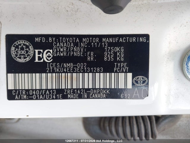12667211 :رقم المزاد ، 2T1KU4EE3EC131283 vin ، 2014 Toyota Matrix Wagon مزاد بيع