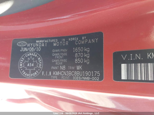 Продаж на аукціоні авто 2011 Hyundai Accent Se, vin: KMHCN3BC8BU190175, номер лоту: 12667236