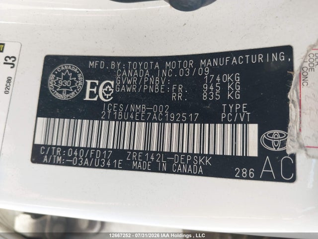 Продажа на аукционе авто 2010 Toyota Corolla S, vin: 2T1BU4EE7AC192517, номер лота: 12667252
