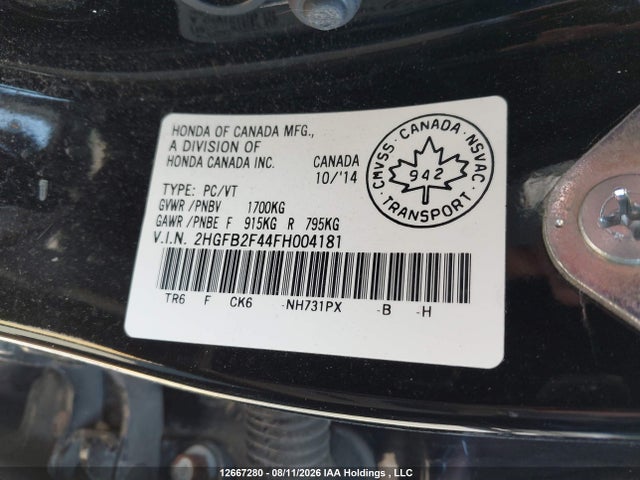 Honda Civic Lx 2015 2HGFB2F44FH004181 Image 18