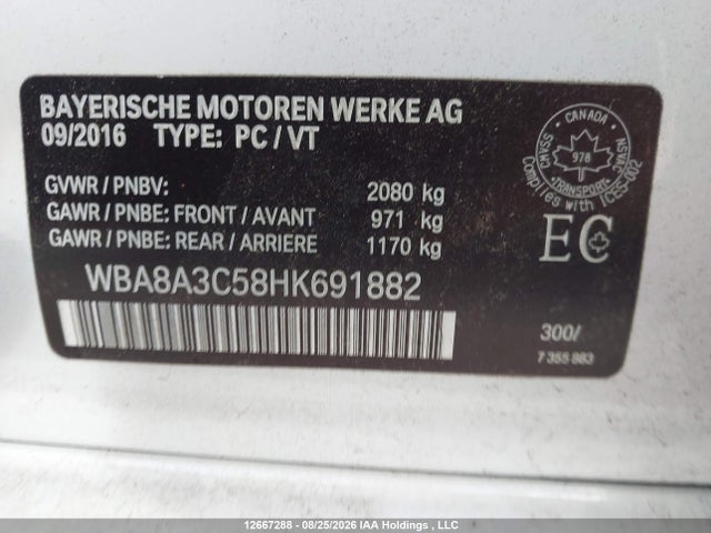 Продажа на аукционе авто 2017 Bmw 320i Xdrive, vin: WBA8A3C58HK691882, номер лота: 12667288