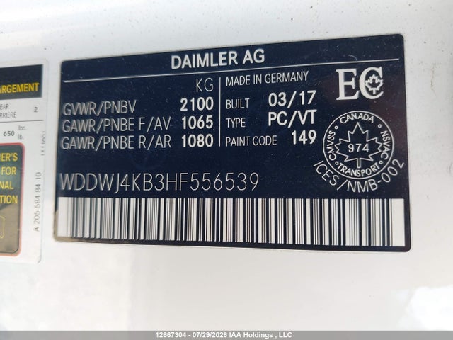 Продажа на аукционе авто 2017 Mercedes-benz C 300 4matic, vin: WDDWJ4KB3HF556539, номер лота: 12667304