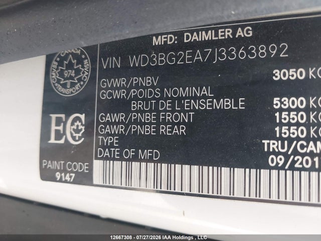 Продаж на аукціоні авто 2018 Mercedes-benz Metris, vin: WD3BG2EA7J3363892, номер лоту: 12667308