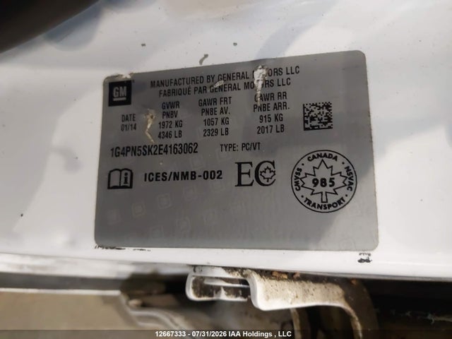 Продажа на аукционе авто 2014 Buick Verano, vin: 1G4PN5SK2E4163062, номер лота: 12667333