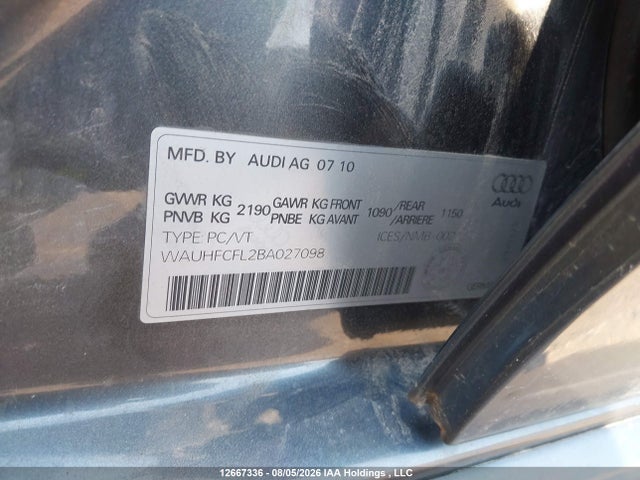 Aukcja sprzedaży 2011 Audi A4 Premium Plus, vin: WAUHFCFL2BA027098, numer aukcji: 12667336