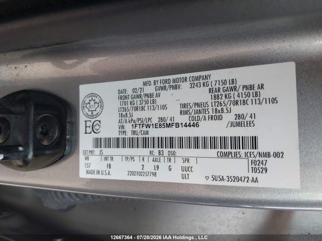 Ford F-150 Xlt 2021 1FTFW1E85MFB14446 Image 19