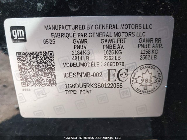 1G6DU5RK3S0122056 Cadillac Ct5 Sport