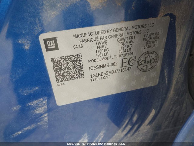 Chevrolet CRUZE LT 2018 1G1BE5SM0J7216147 Image 17