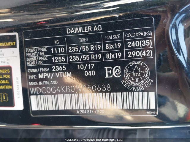 12667410 :رقم المزاد ، WDC0G4KB0JV050638 vin ، 2018 Mercedes-benz Glc 300 4matic مزاد بيع