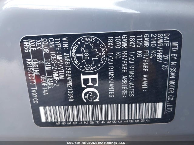 Продажа на аукционе авто 2023 Nissan Rogue, vin: JN8BT3BB4PW210399, номер лота: 12667420