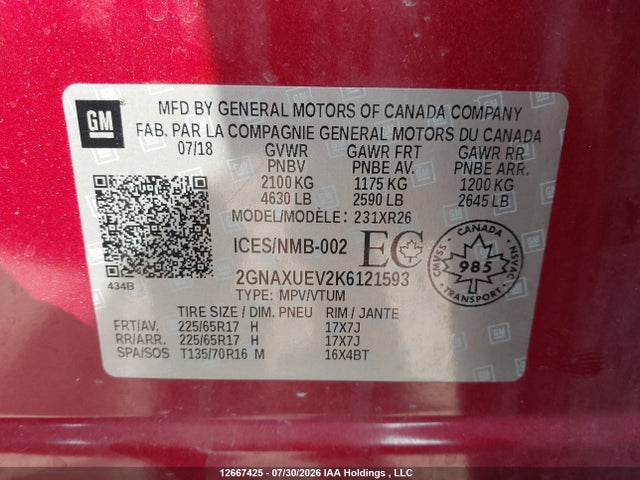 Chevrolet EQUINOX LT 2019 2GNAXUEV2K6121593 Image 18