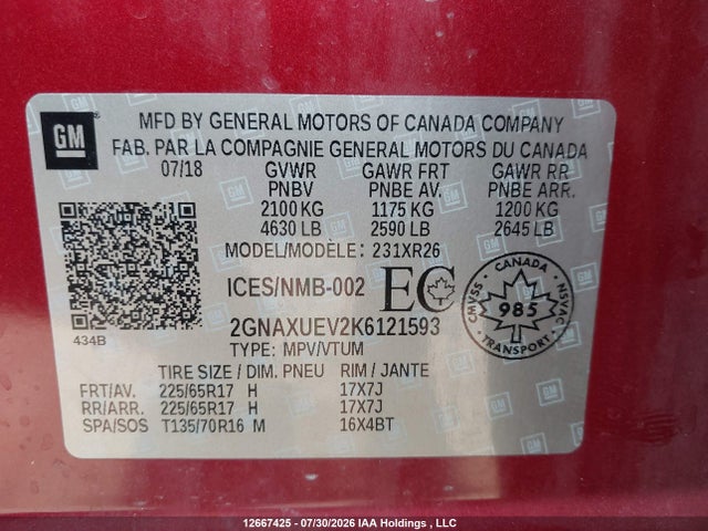 Chevrolet EQUINOX LT 2019 2GNAXUEV2K6121593 Image 9