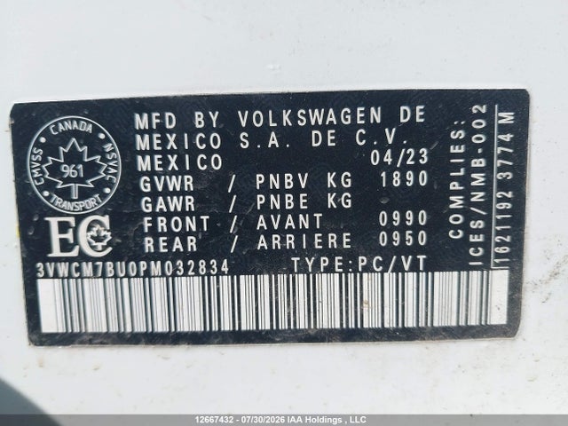 3VWCM7BU0PM032834 Volkswagen Jetta Trendline