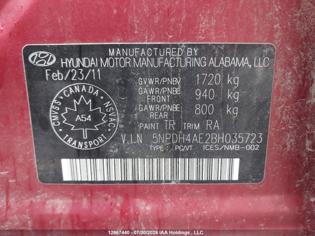 2011 Hyundai Elantra Gl მანქანა იყიდება აუქციონზე, vin: 5NPDH4AE2BH035723, აუქციონის ნომერი: 12667440