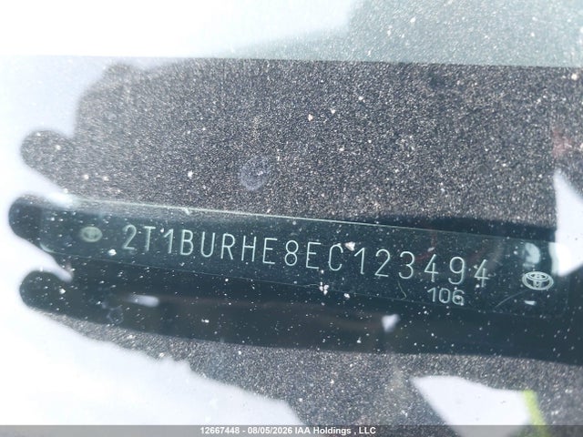 2T1BURHE8EC123494 Toyota Corolla L/le/le Pls/prm/s/s Pls