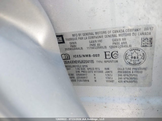 Chevrolet EQUINOX LS 2018 2GNAXHEV9J6204105 Image 9