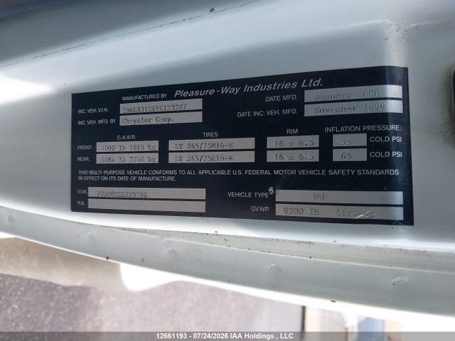 Aukcja sprzedaży 2000 Dodge , vin: 2B6LB31Z6YK123287, numer aukcji: 12661193
