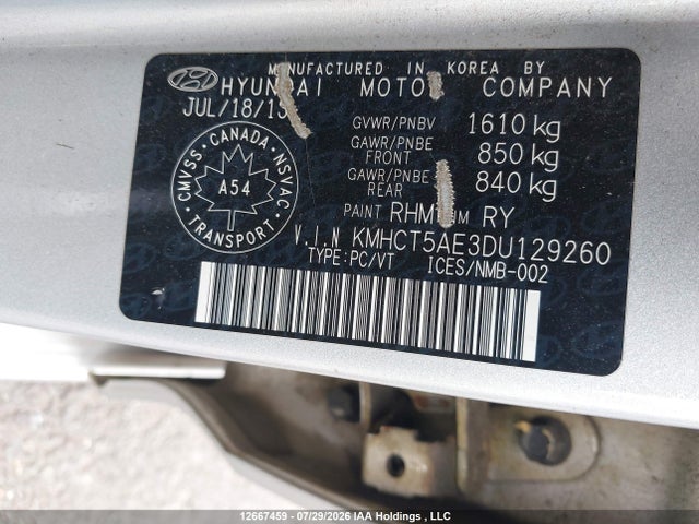 Aukcja sprzedaży 2013 Hyundai Accent Gls/gs, vin: KMHCT5AE3DU129260, numer aukcji: 12667459