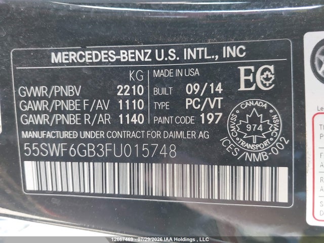 55SWF6GB3FU015748 Mercedes-Benz C-Class