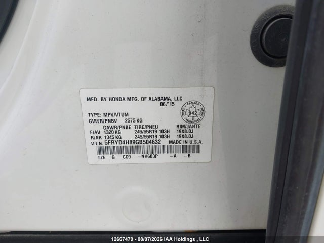 Продажа на аукционе авто 2016 Acura Mdx Elite Package, vin: 5FRYD4H89GB504632, номер лота: 12667479