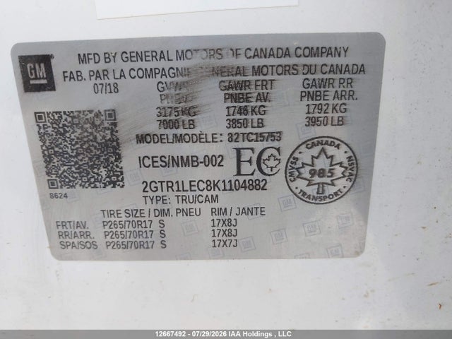 Продажа на аукционе авто 2019 Gmc Sierra 1500 Limited, vin: 2GTR1LEC8K1104882, номер лота: 12667492