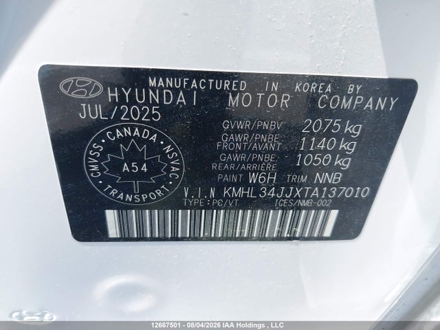 Продаж на аукціоні авто 2026 Hyundai Sonata Hybrid Preferred-trend Hybrid, vin: KMHL34JJXTA137010, номер лоту: 12667501