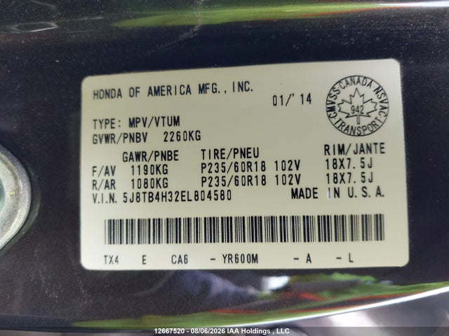 Acura RDX 2014 5J8TB4H32EL804580 Image 9