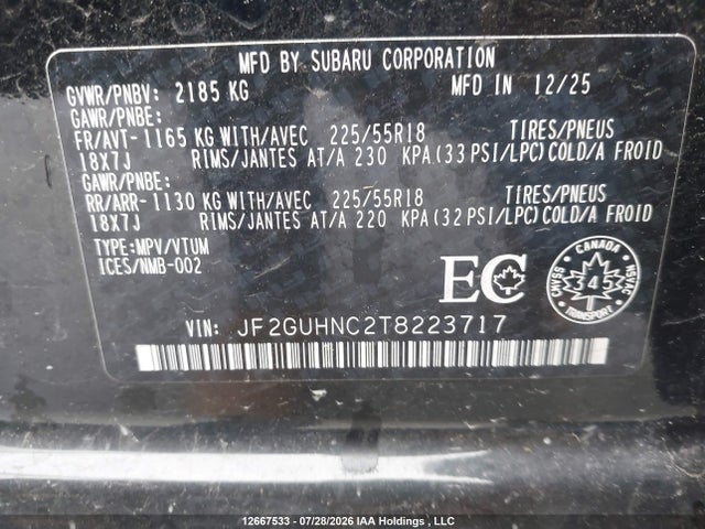 JF2GUHNC2T8223717 Subaru Crosstrek Limited