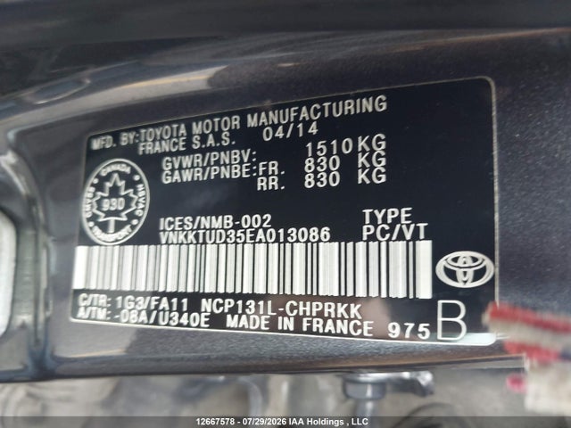 Toyota Yaris 2014 VNKKTUD35EA013086 Image 19