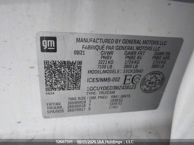 1GCUYDED3MZ438123 Chevrolet Silverado K1500 Lt