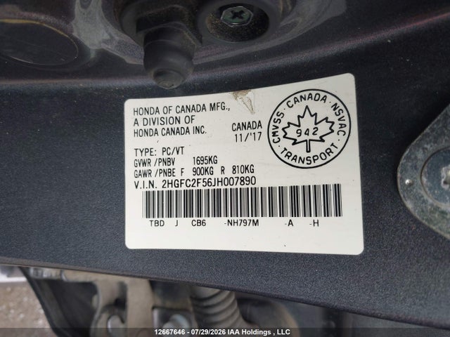 Honda Civic Lx 2018 2HGFC2F56JH007890 Image 19
